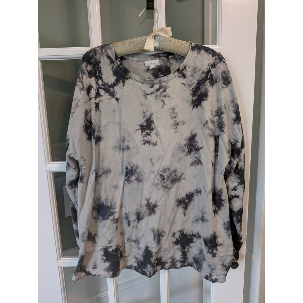 J. Jill Fit Grey Black Tie Dye French Terry Sweatshirt Cotton Modal XL
